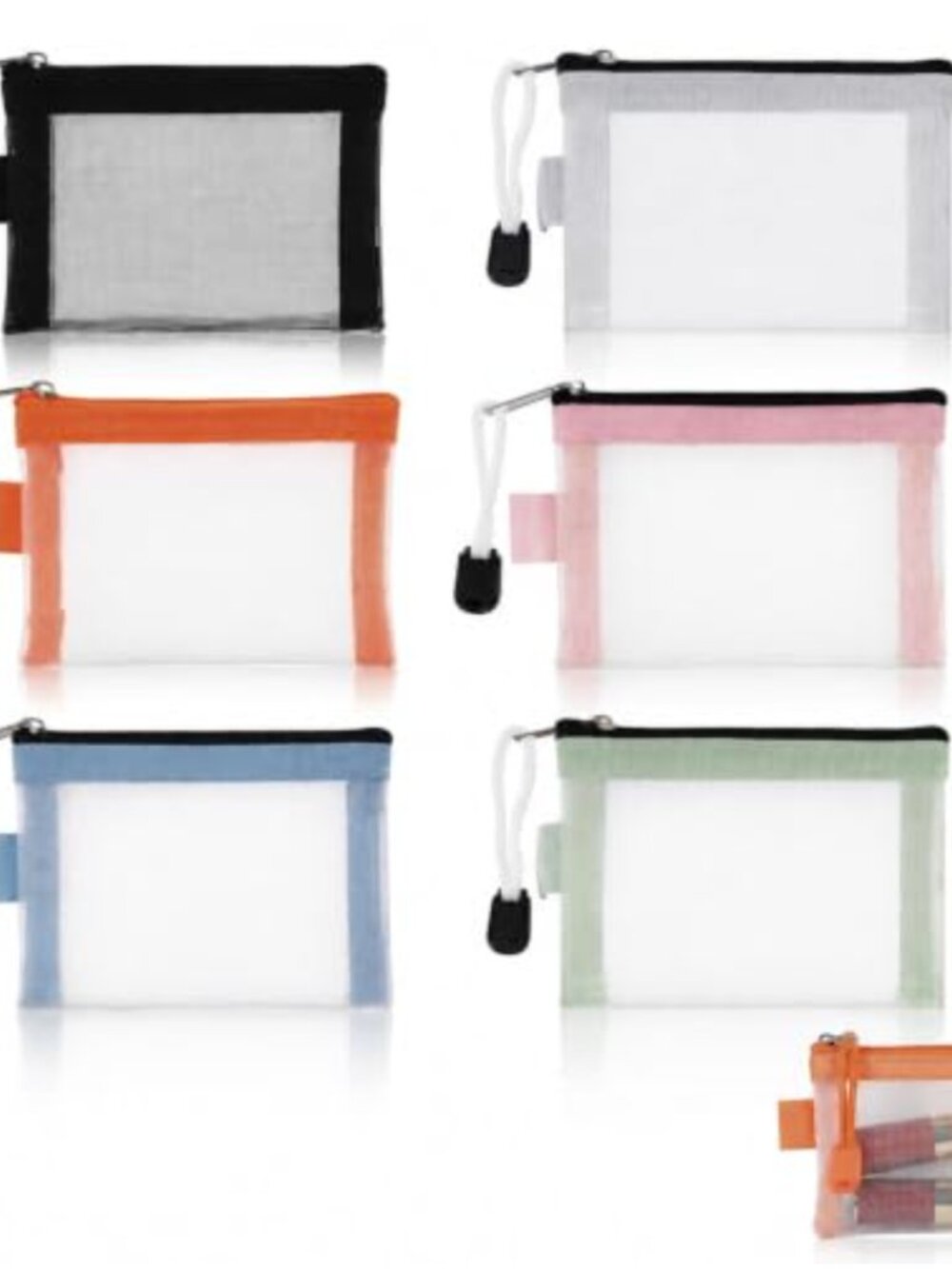 6 Pack Mesh Zipper Pouches Small Travel Organizer Bags for Makeup Toiletries